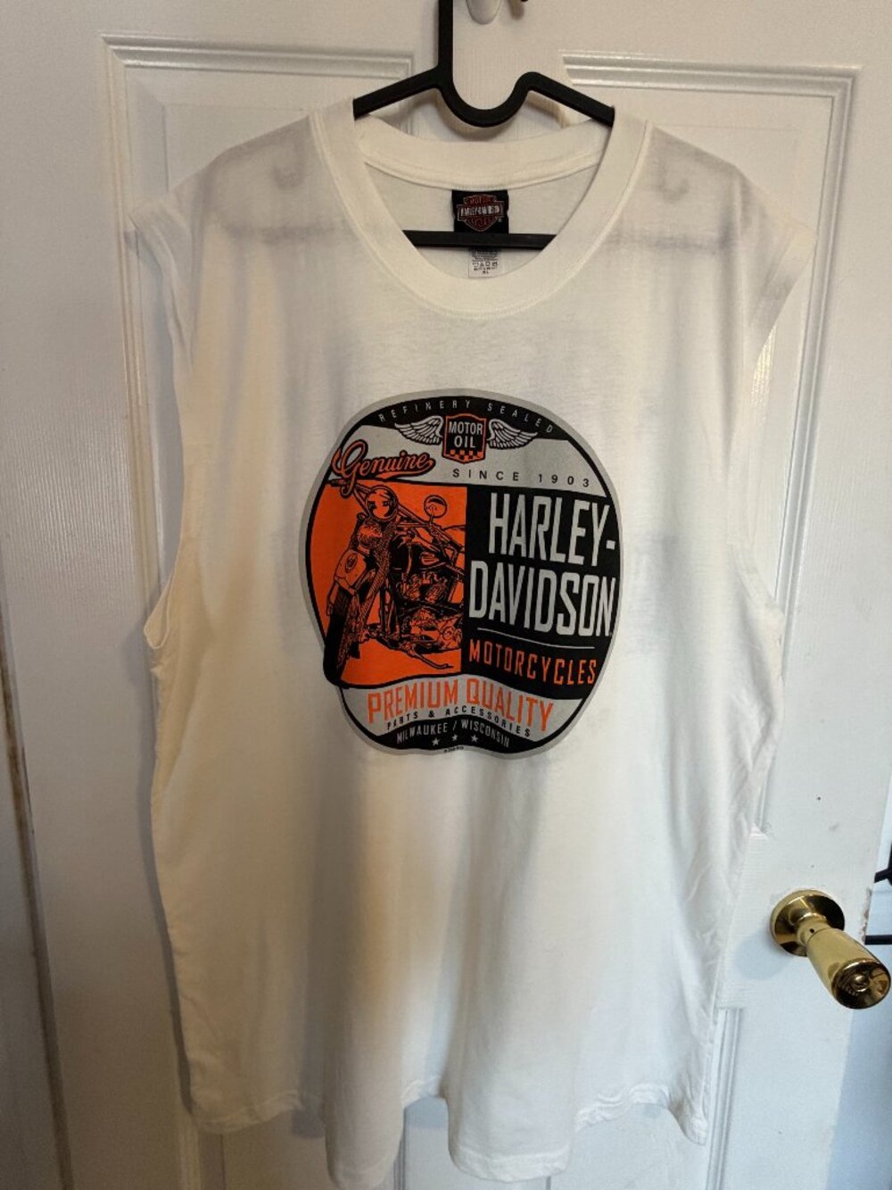Harley-Davidson Sleeveless Tank Top XL Peterson's Miami FL White Motorcycle Shir
